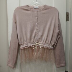 RED Valentino Pink Peplum Point D'esprit Lace Cardigan Women's Size S